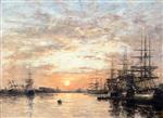 Eugene Boudin  - Bilder Gemälde - Le Havre, Bassin de L'Eure