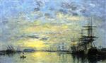 Eugene Boudin  - Bilder Gemälde - Le Havre, Bassin de l'Eure