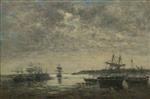 Eugene Boudin  - Bilder Gemälde - Le Havre, France, l'avant-port