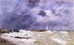 Eugene Boudin  - Bilder Gemälde - Le Havre, Heavy Winds off of Frascati