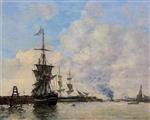 Eugene Boudin  - Bilder Gemälde - Le Havre, L'Avant Port-3