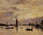 Eugene Boudin  - Bilder Gemälde - Le Havre, l'avant-port