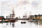 Eugene Boudin  - Bilder Gemälde - Le Havre, Le bassin de la Barre