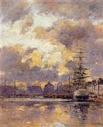 Eugene Boudin  - Bilder Gemälde - Le Havre, Le Bassin du Commerce