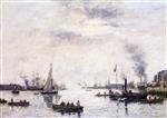 Eugene Boudin  - Bilder Gemälde - Le Havre, Port View