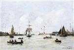 Eugene Boudin  - Bilder Gemälde - Le Havre, the Outer Harbor