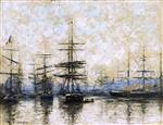 Eugene Boudin  - Bilder Gemälde - Le Havre, the Outer Harbor