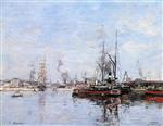 Eugene Boudin  - Bilder Gemälde - Le Havre, the Outer Harbor