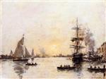 Eugene Boudin  - Bilder Gemälde - Le Havre, the Outer Port