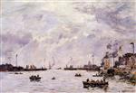 Eugene Boudin  - Bilder Gemälde - Le Havre, the Outer Port