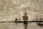 Eugene Boudin  - Bilder Gemälde - Le Havre, the Quarentine Basin