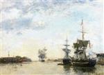 Eugene Boudin  - Bilder Gemälde - Le Havre, Transatlantic Departure