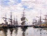 Eugene Boudin  - Bilder Gemälde - Le Havre, un Bassin