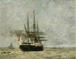 Eugene Boudin  - Bilder Gemälde - Leaving Port