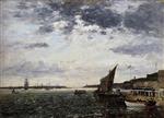 Eugene Boudin  - Bilder Gemälde - Marines Landing in Brest Harbor