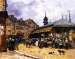 Eugene Boudin  - Bilder Gemälde - Market at Trouville