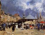 Eugene Boudin  - Bilder Gemälde - Market at Trouville