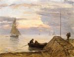 Eugene Boudin  - Bilder Gemälde - Near Handler, Shore, Sunset