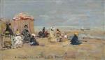 Eugene Boudin  - Bilder Gemälde - On the Beach