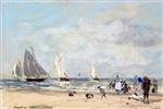 Eugene Boudin  - Bilder Gemälde - On the Beach at Trouville