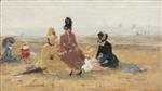 Eugene Boudin  - Bilder Gemälde - On the Beach, Trouville