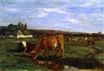 Eugene Boudin  - Bilder Gemälde - Pasture in the Touques Valley