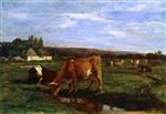 Eugene Boudin  - Bilder Gemälde - Pasture in the Touques Valley