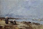 Eugene Boudin  - Bilder Gemälde - Plougastel, Women Waiting for the Ferry