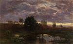 Eugene Boudin  - Bilder Gemälde - Pond at Sunset