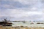 Eugene Boudin  - Bilder Gemälde - Pontreiux, the Port at Low Tide