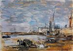 Eugene Boudin  - Bilder Gemälde - Port at Low Tide