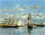 Eugene Boudin  - Bilder Gemälde - Port of Trouville, High Tide