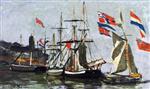 Eugene Boudin  - Bilder Gemälde - Port, Banners