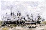 Eugene Boudin  - Bilder Gemälde - Portrieux, Beached Boats