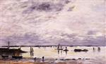 Eugene Boudin  - Bilder Gemälde - Portrieux, the Port at Low Tide