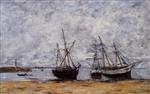 Eugene Boudin  - Bilder Gemälde - Portrieux, the Port at Low Tide