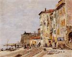 Eugene Boudin  - Bilder Gemälde - Quay at Villefranche