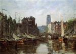 Eugene Boudin  - Bilder Gemälde - Rotterdam, Le Pont de Bourse