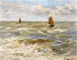 Eugene Boudin  - Bilder Gemälde - Sailboats on the Sea