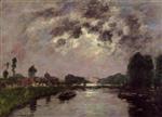 Eugene Boudin  - Bilder Gemälde - Saint-Valery-sur-Somme, the Canal d'Abbeville