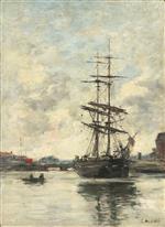 Eugene Boudin  - Bilder Gemälde - Ship on the Touques