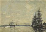Eugene Boudin  - Bilder Gemälde - Ships in Harbor