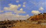 Eugene Boudin  - Bilder Gemälde - Shoreline with Rising Tide, October