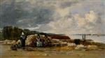 Eugene Boudin  - Bilder Gemälde - Shrimp Fishermen