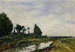 Eugene Boudin  - Bilder Gemälde - Small Canal at Quilleboeuf