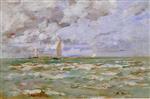 Eugene Boudin  - Bilder Gemälde - Standing off Deauville