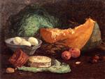 Eugene Boudin  - Bilder Gemälde - Still Life with Eggs and Pumpkin