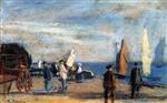 Eugene Boudin  - Bilder Gemälde - Strollers and Fishermen by the Outer Harbor