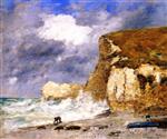 Eugene Boudin  - Bilder Gemälde - The Amont Cliff in November