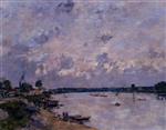 Eugene Boudin  - Bilder Gemälde - The Banks of the Seine at Caudebec en Caux